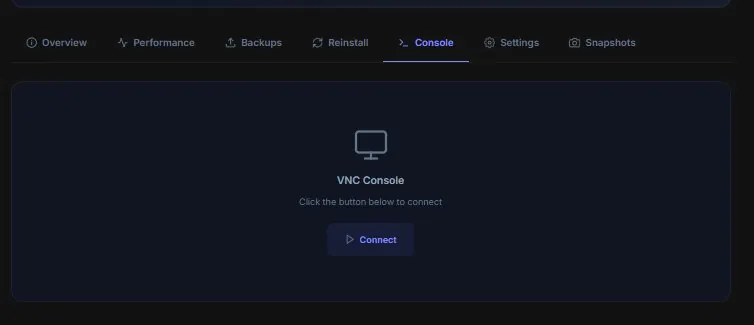 VNC-konsol direkte i browseren