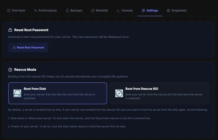 Reset root-password og rescue mode